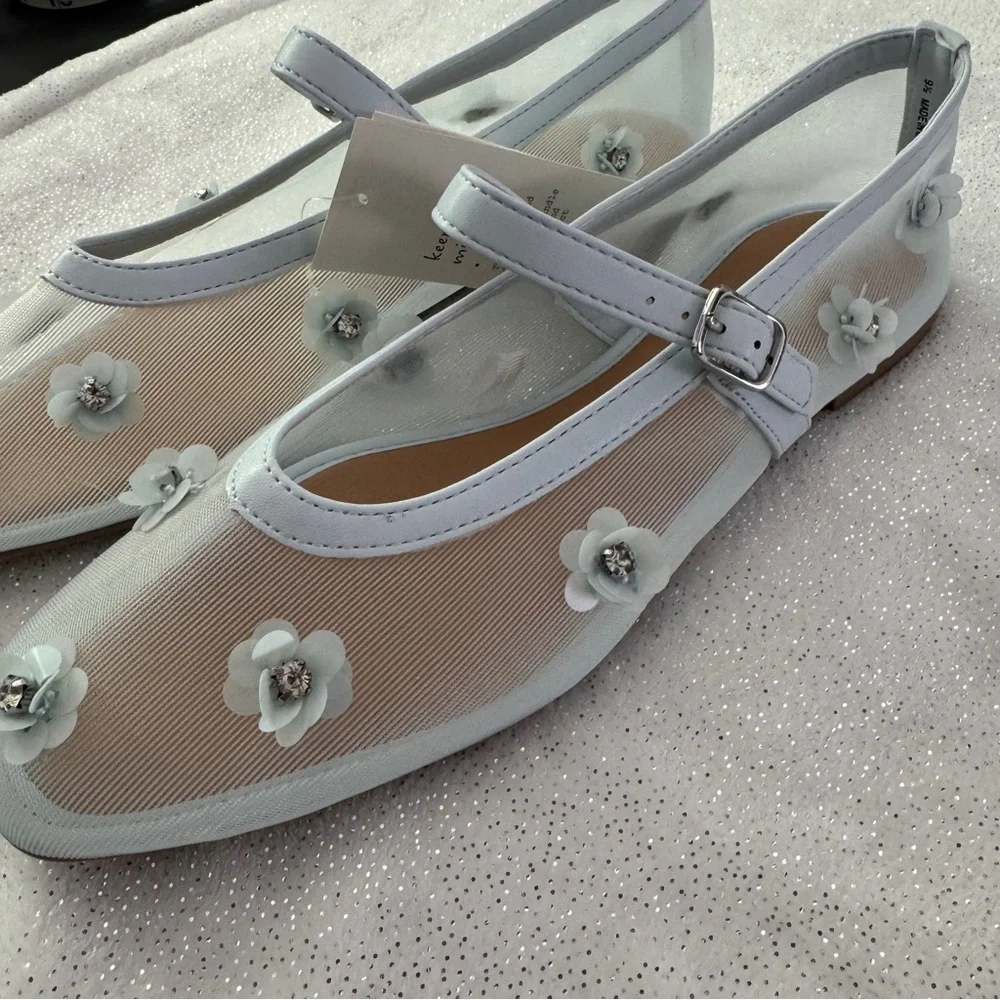 A NEW DAY Women’s Light Blue Everly Floral Mary Jane Flats - Picture 6 of 9